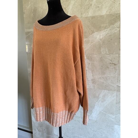 Free People Easy Street Tunic Sweater M Orange Oversized Knit Cozy Slouchy Boho - Picture 5 of 9